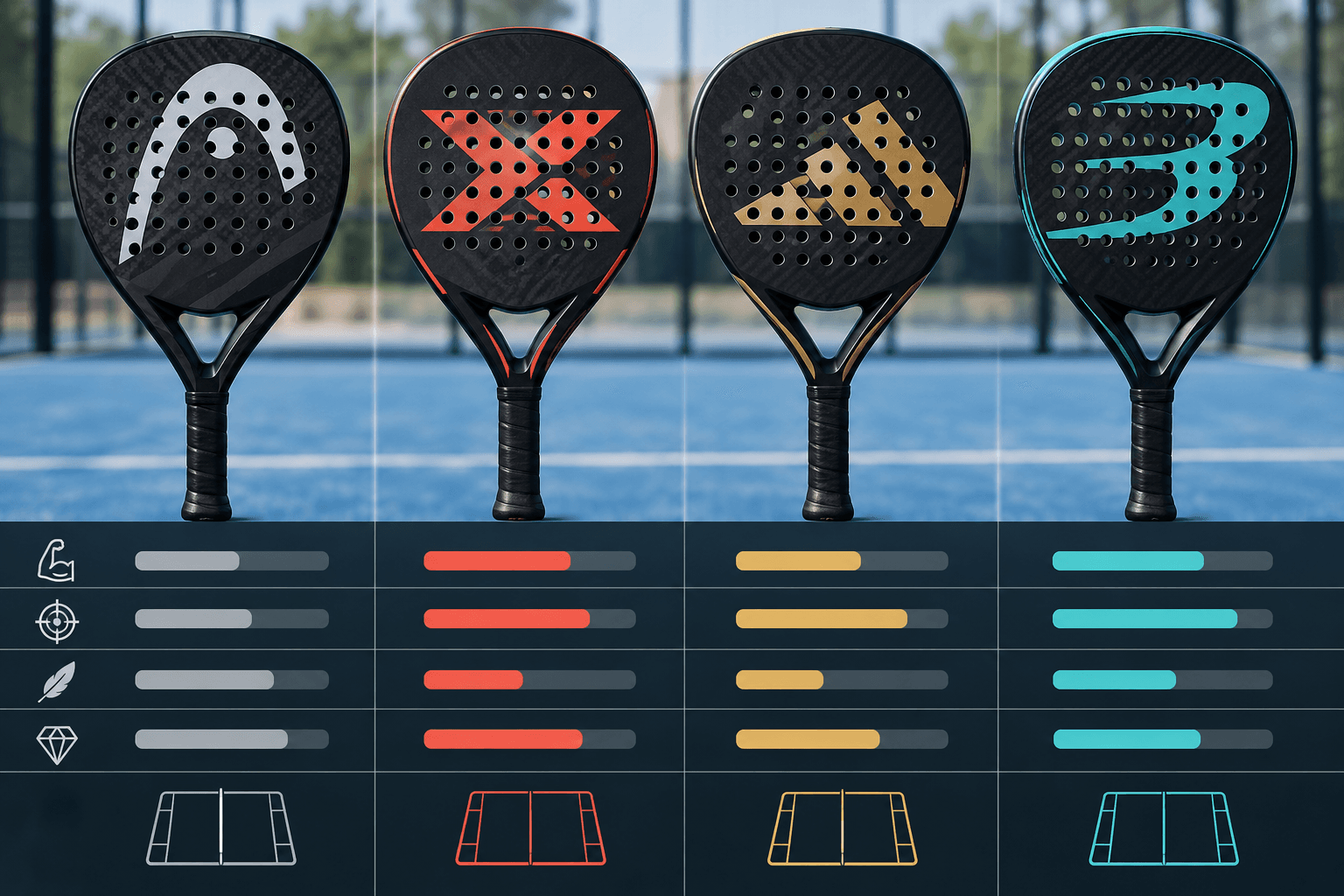 Comparatif de raquettes de padel