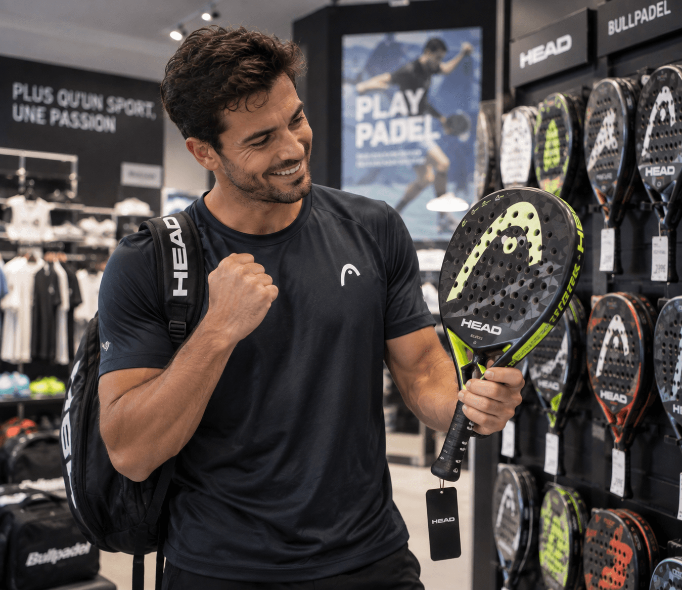 Joueur de padel confirmé avec sa raquette